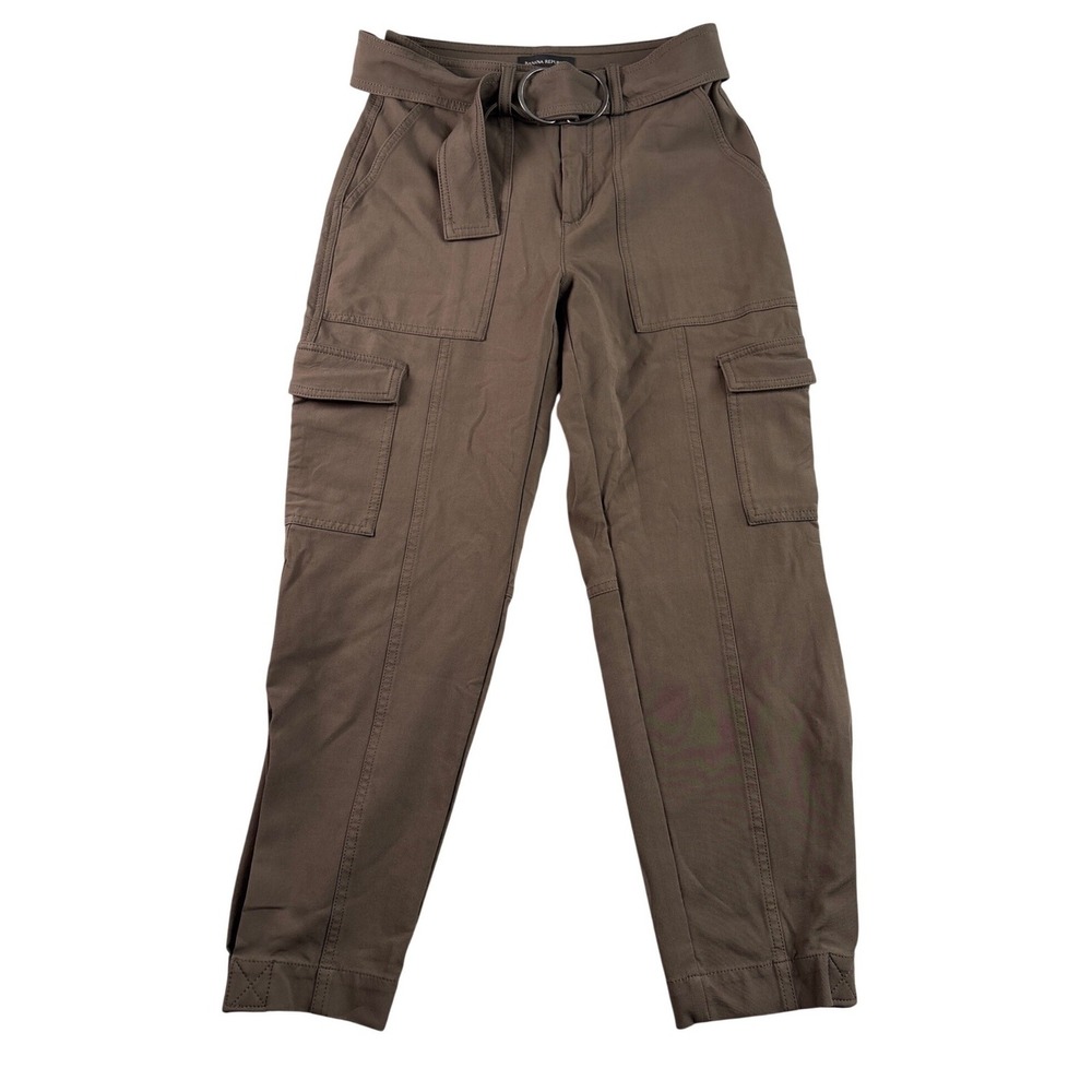 Banana Republic Women Belted Cargo Pants Olive‎ Green Utility Style Size XXS